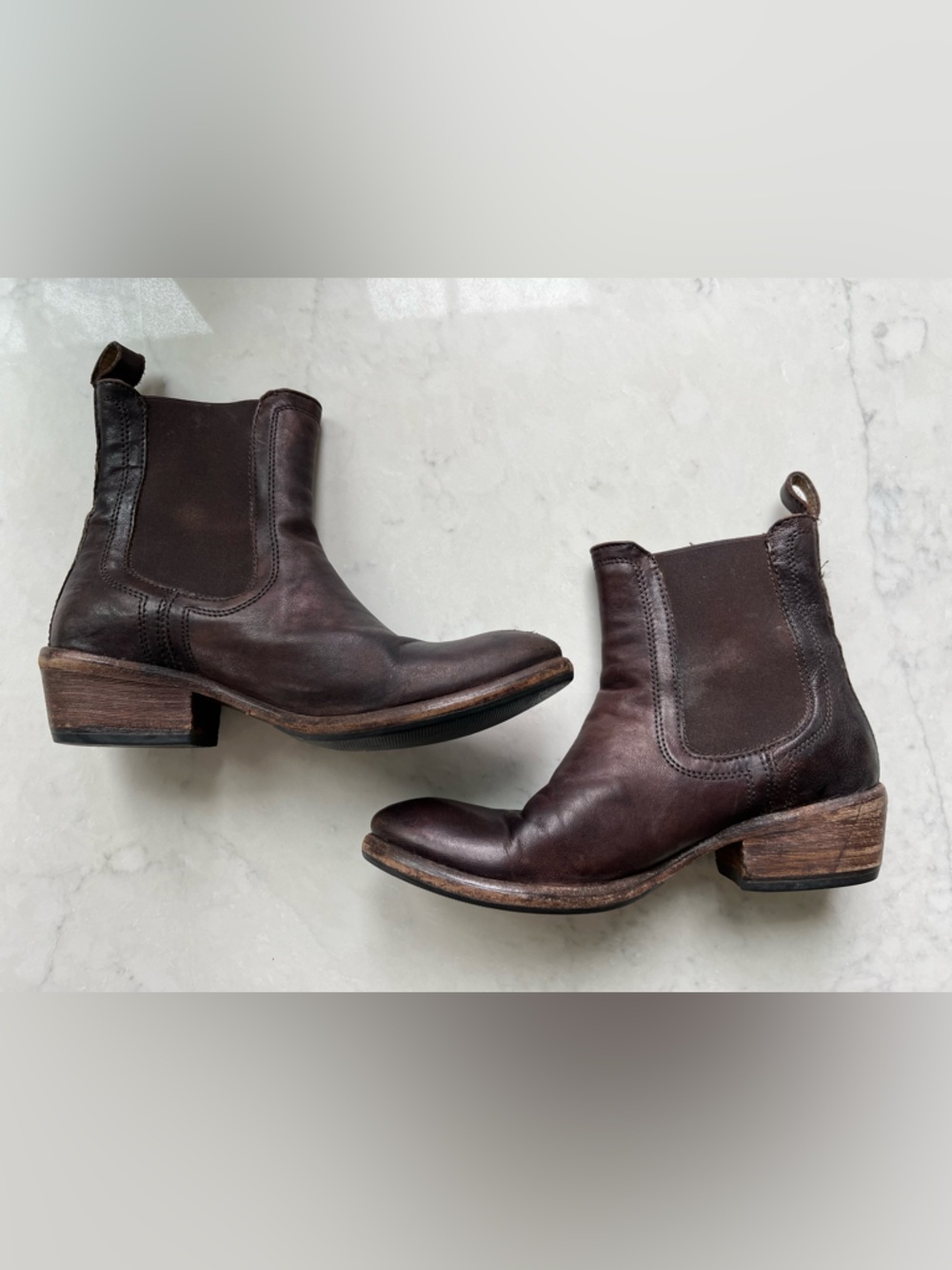 Frye Vintage Dark Brown Leather Chelsea Booties